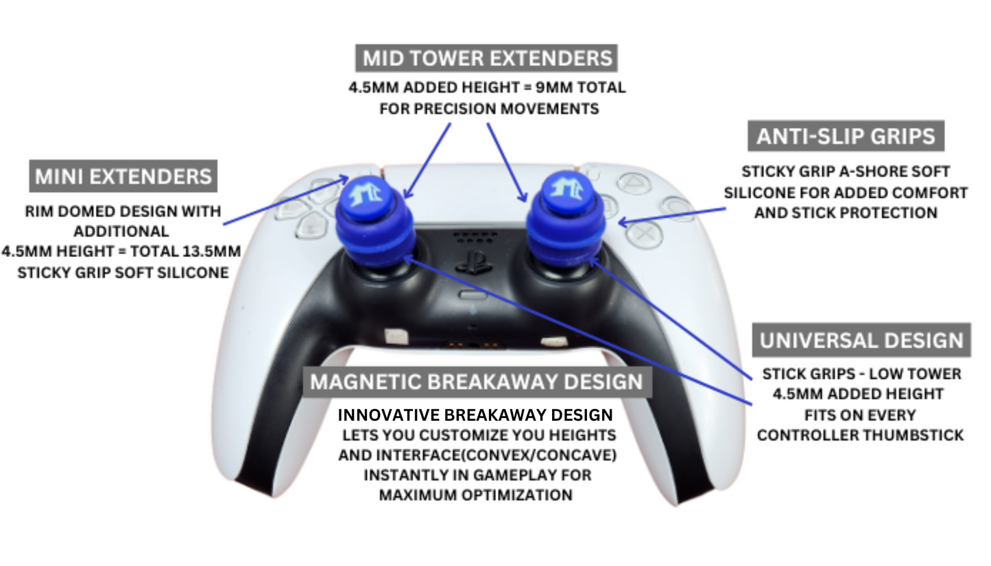 MagCon Gaming | X6 Stick Extenders Kit | Universal Thumbstick Grips | Performance Thumbstick Covers
