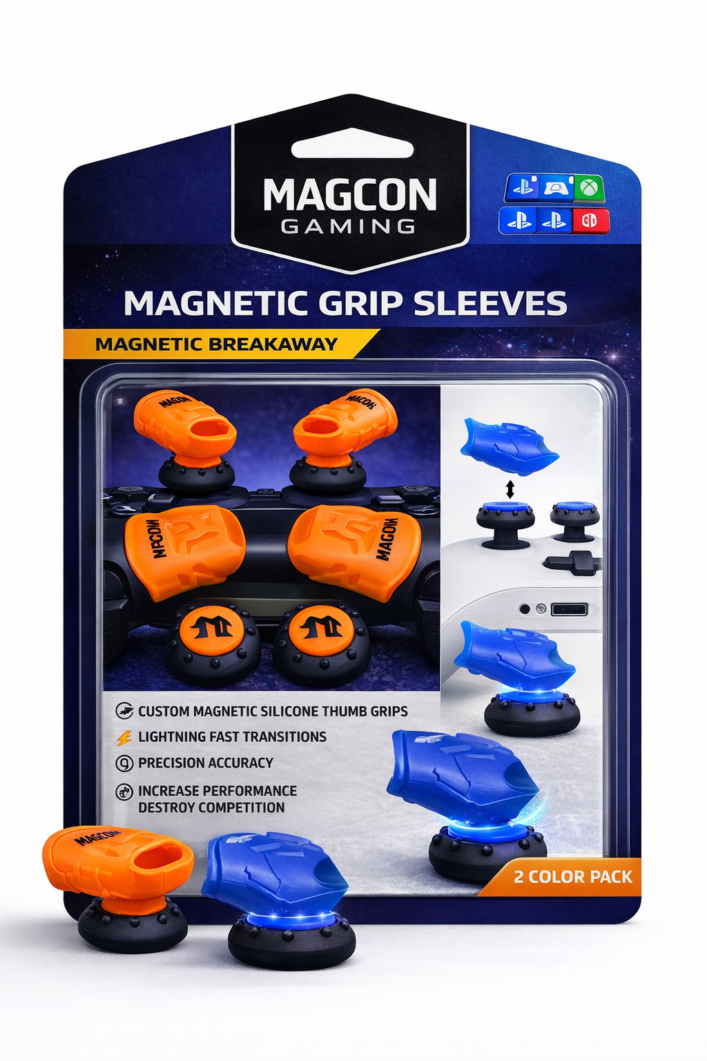 MagCon Gaming X4 Magnetic Grip Sleeve Kit | Performance Thumbstick Grips and Sleeves | For Xbox; PlayStation; Nintendo; PC; Handheld