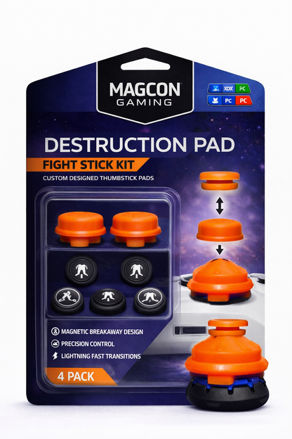MagCon Gaming X4 Destruction Pad Kit | D-Pad Fight Stick | Performance Thumbstick Grips and Extension | For Xbox; PlayStation; Nintendo; PC; Handheld