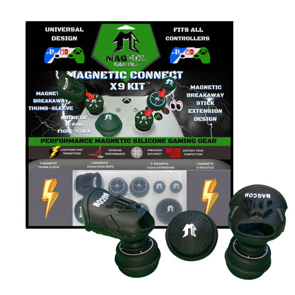 MagCon Gaming | X9 Magnetic Connect Ultimate Gamer Kit | Universal Thumbstick Grips | Performance Stick Grips | D-Pad Fighting Stick