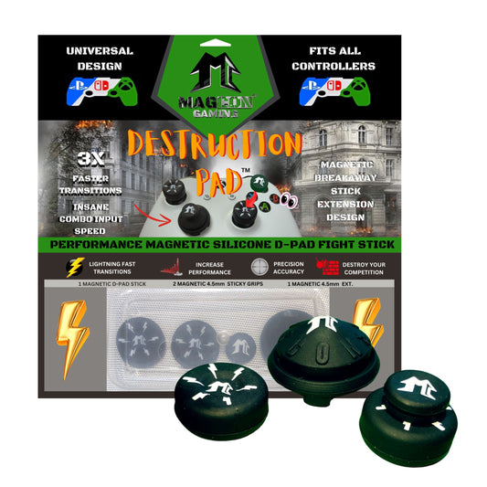 MagCon Gaming | X4 Destruction Pad Kit | D-Pad Fighting Stick | Universal Thumbstick Grips | Performance Thumbstick Covers