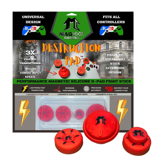 MagCon Gaming | X4 Destruction Pad Kit | D-Pad Fighting Stick | Universal Thumbstick Grips | Performance Thumbstick Covers