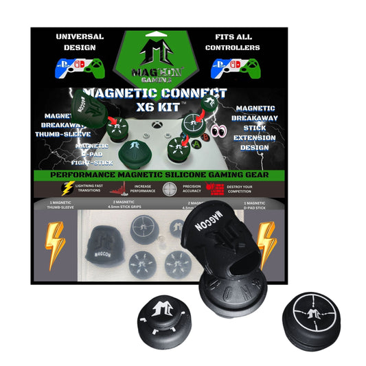 MagCon Gaming |  Magnetic Connect X6 Kit | Universal Thumbstick Grips | Performance Thumbstick Covers