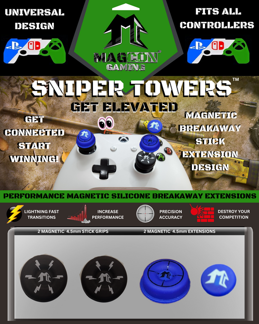 MagCon Gaming |  X4 Sniper Towers Kit | Universal Thumbstick Grips | Performance Thumbstick Covers