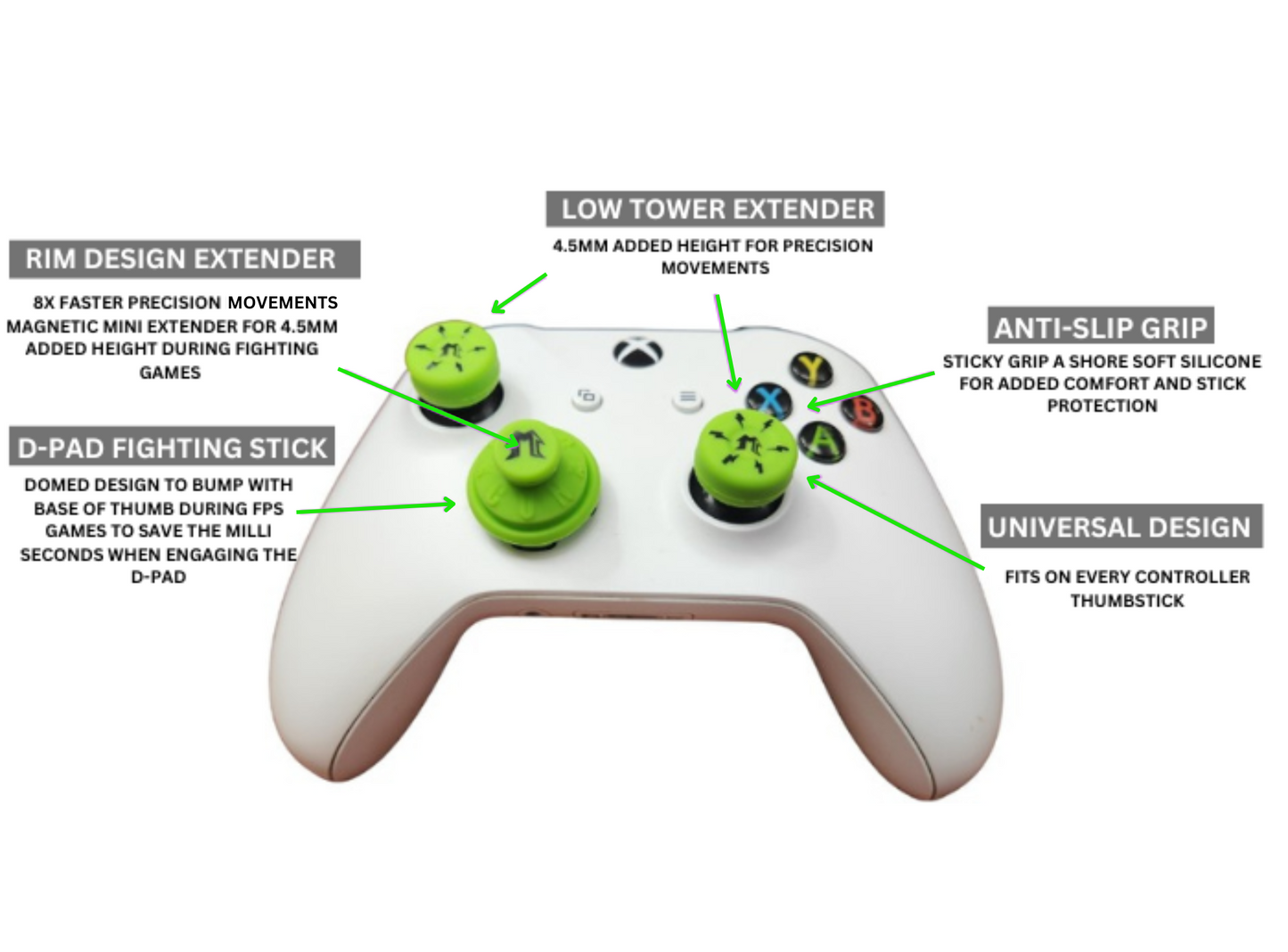 MagCon Gaming | X4 Destruction Pad Kit | D-Pad Fighting Stick | Universal Thumbstick Grips | Performance Thumbstick Covers