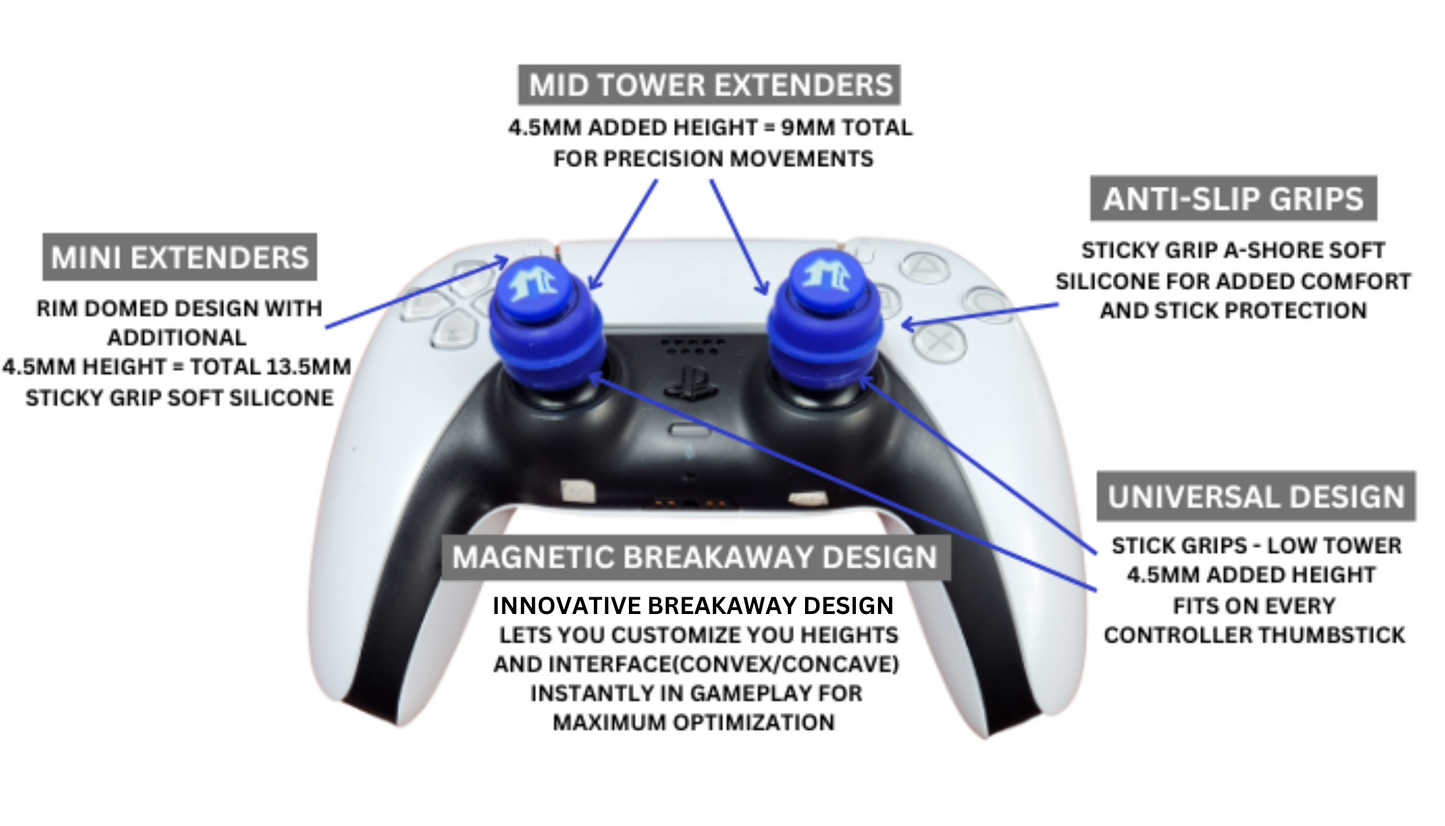 MagCon Gaming |  X6 Stick Extenders Kit | Universal Thumbstick Grips | Performance Thumbstick Covers